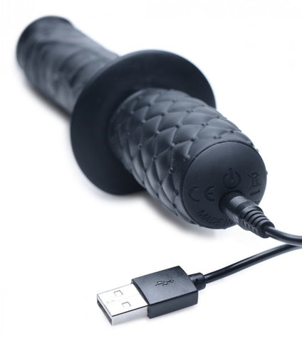 The Real 10x Silicone Vibrating Thruster - Black
