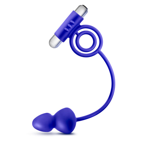 Performance Penetrator Anal Plug With Vibrating Cock Rings - Indigo