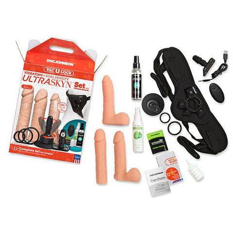 Vac-U-Lock - Vibrating Dual Density Ultraskyn Set With Wireless Remote