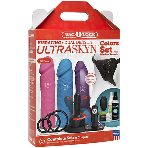 Vac-U-Lock - Vibrating Dual Density Ultraskyn  Colors Set With Wireless Remote