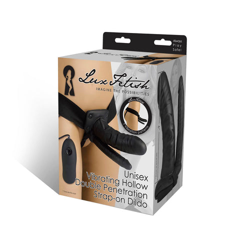 Lux Fetish Unisex Vibrating Hollow Double  Penetration Strap-on Dildo
