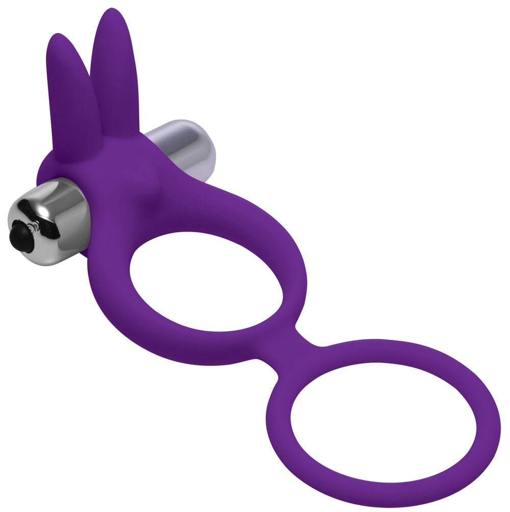 Throbbin Hopper Cock and Ball Ring With  Vibrating Clit Stimulator - Purple