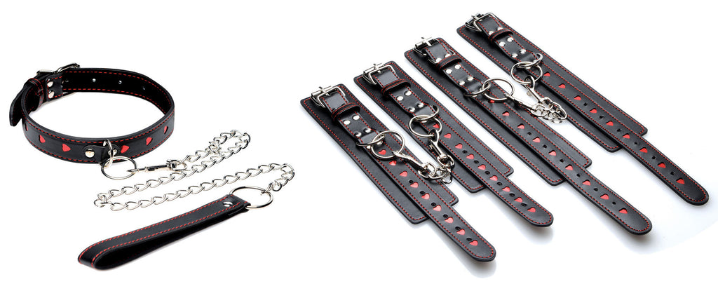 Heartache 5 Piece Heart Accented Bondage Set