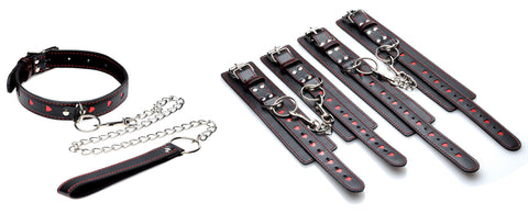 Heartache 5 Piece Heart Accented Bondage Set