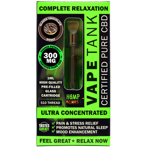 Hemp Bombs 300mg Hemp Vape Tank Cartidge 1ml - Glazed Chocolate Donut