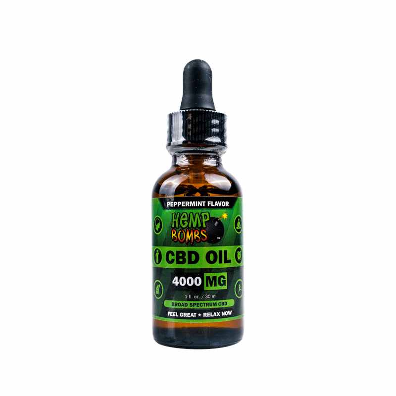 Hemp Bombs CBD Oil Peppermint 4000mg  30ml Bottle Dropper