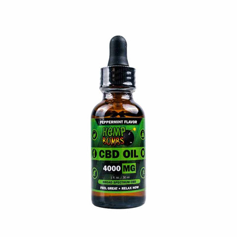 Hemp Bombs CBD Oil Peppermint 4000mg  30ml Bottle Dropper