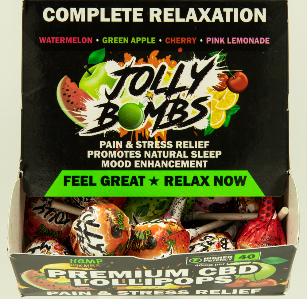 Hemp Lollipops 24ct Display Assorted Flavors High Potency 40mg