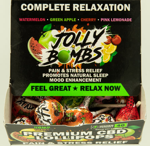 Hemp Lollipops 24ct Display Assorted Flavors High Potency 40mg