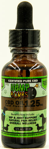 Hemp Bombs Pet Oil Beef Flavor 1 Fl. Oz. 125mg
