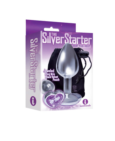 The 9's the Silver Starter Heart Bejeweled Stainless Steel Plug -