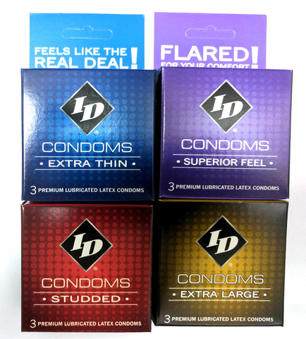ID Condoms - Case of 72 - 3 Packs - Assorted Styles