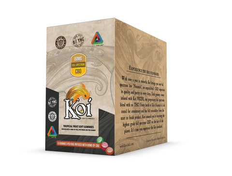 Koi CBD Tropical Fruit Gummies - 12 Piece Display - Count Bags