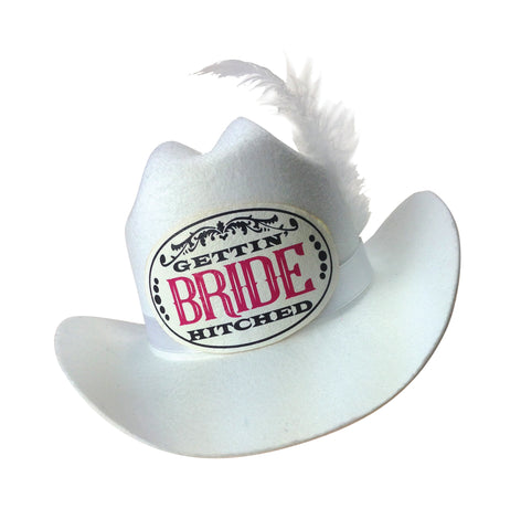Gettin' Hitched Clip-on Cowgirl Bride Party Hat