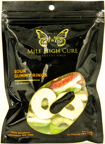 Mile High Cure Hemp Sour Gummy Rings 1000mg - Single Pack