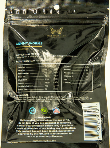 Mile High Cure Hemp Gummy Worms 1000mg - Single Pack
