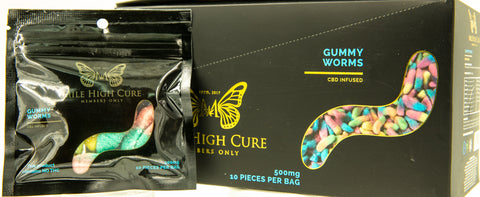 Mile High Cure Hemp Gummy Worms 500mg  10ct Display
