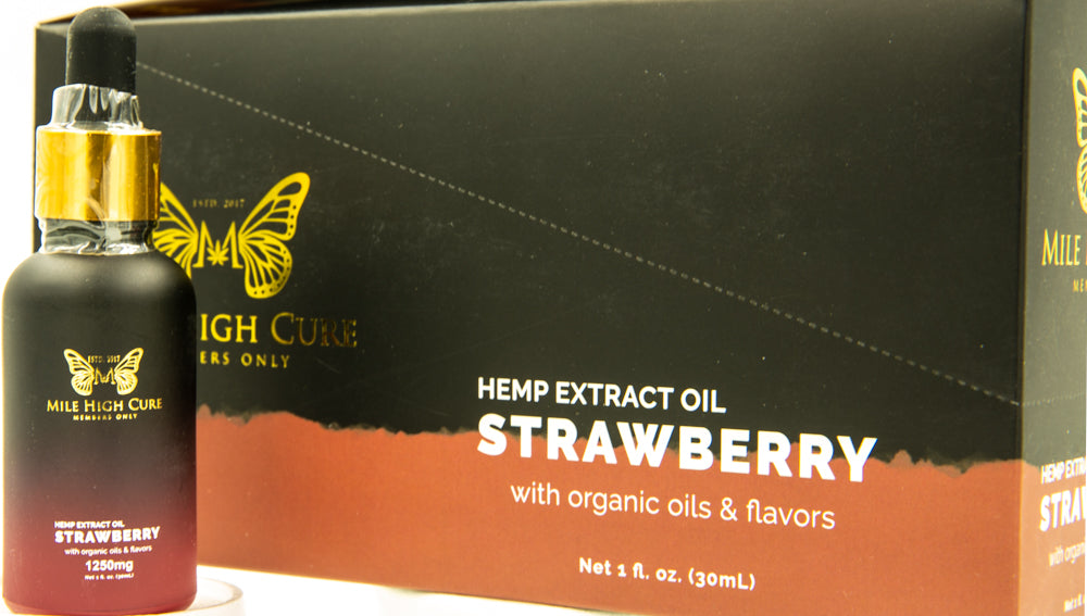 Mile High Cure Hemp Derived Oil Strawberry  30ml Dropper Bottle 1250mg - 10ct Display