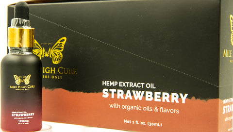 Mile High Cure Hemp Derived Oil Strawberry  30ml Dropper Bottle 1250mg - 10ct Display