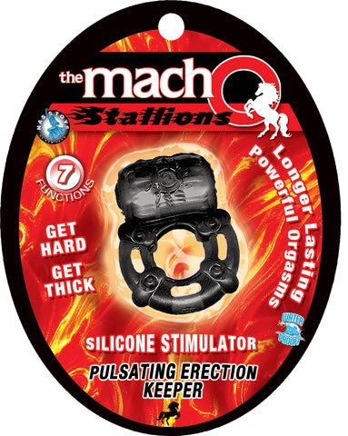 The Macho Stallions Pulsating Erection Keeper - Black