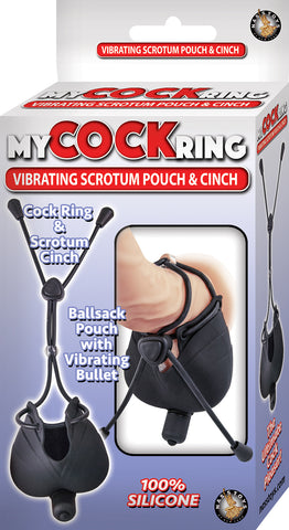My Cock Ring Vibrating Scrotum Pouch & Cinch -  Black