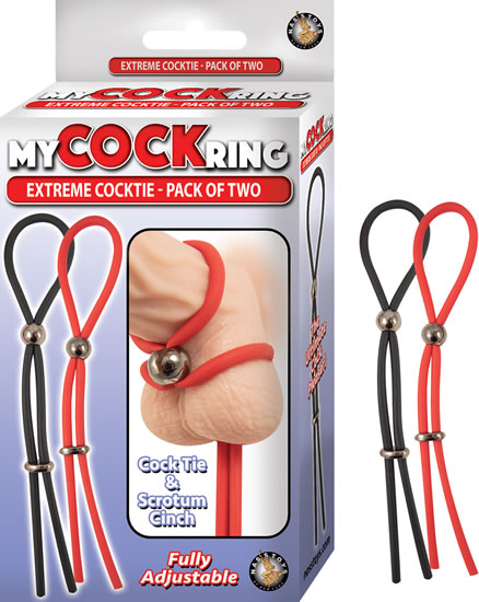 My Cockring Extreme Cocktie-Pack of Two - Black- Red