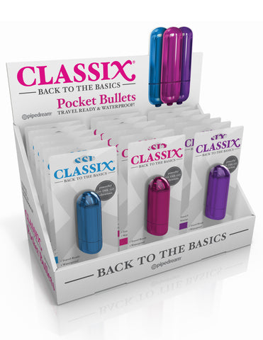 Classix Pocket Bullet Display of 18 - Assorted Colors