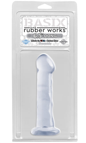 Basix Rubber Works - 6.5 Inch Dong With Suction Cup - Clear