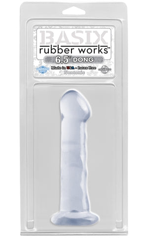 Basix Rubber Works - 6.5 Inch Dong With Suction Cup - Clear
