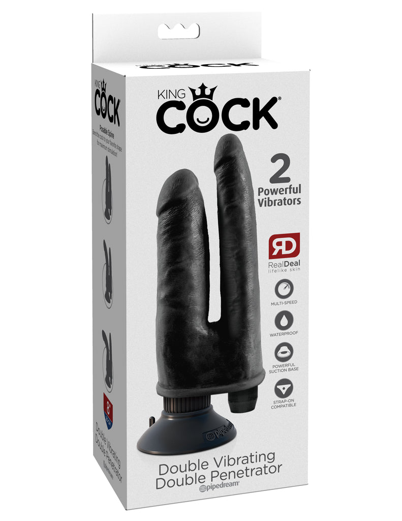 King Cock Double Vibrating Double Penetrator - Black