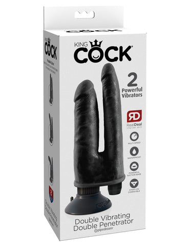 King Cock Double Vibrating Double Penetrator - Black
