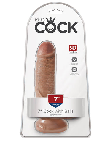 King Cock  7" Cock With Balls - Tan