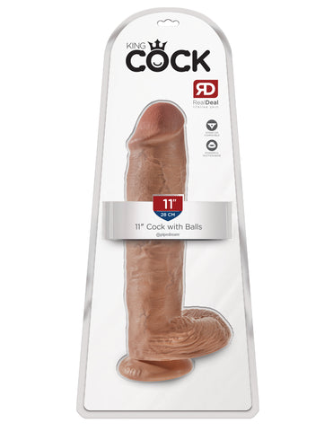 King Cock  11" Cock With Balls - Tan