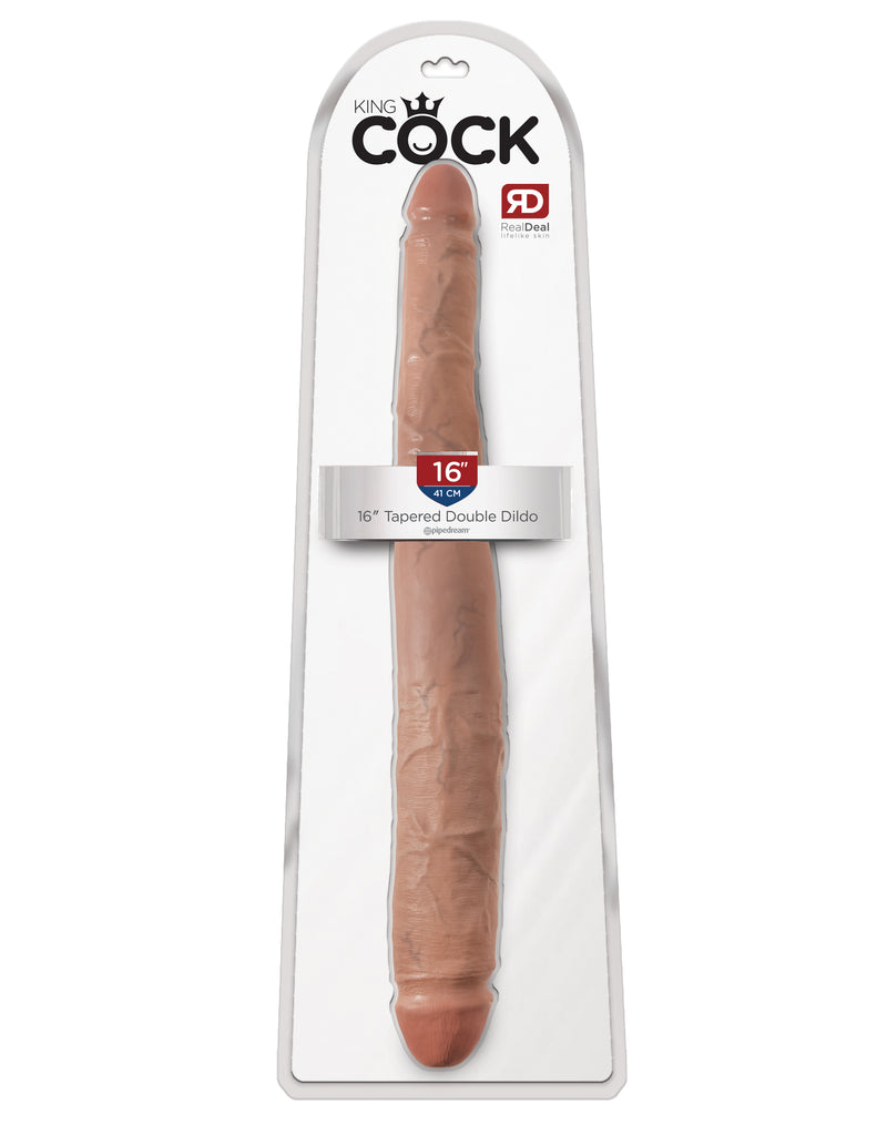 King Cock  16" Tapered Double Dildo - Tan