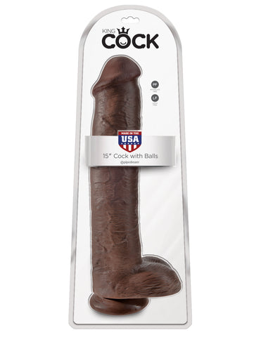 King Cock 15" Cock Wtih Balls - Brown