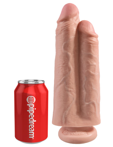 King Cock 9" Two Cocks One Hole - Flesh