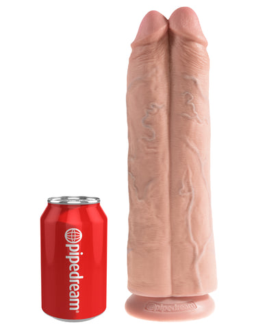 King Cock 11" Two Cocks One Hole