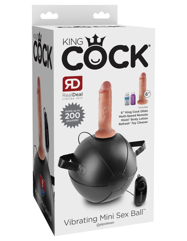 King Cock Vibrating Mini Sex Ball with 6" Dildo -  Flesh