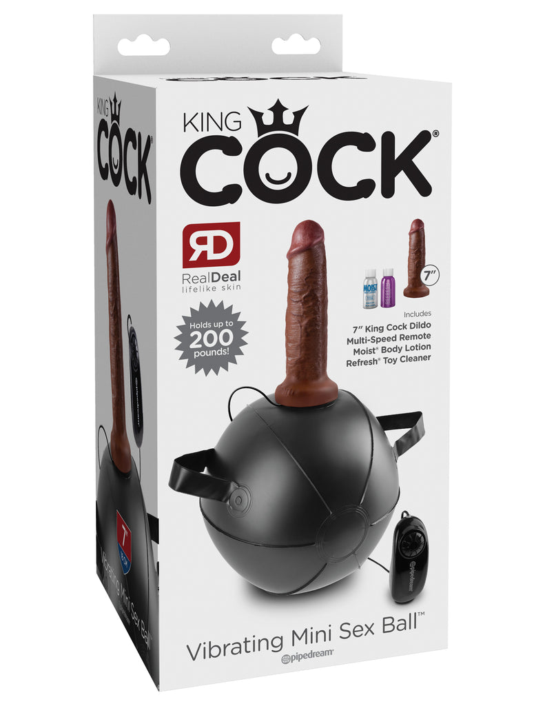 King Cock Vibrating Mini Sex Ball With 7" Dildo -  Brown