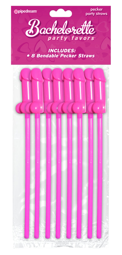 Bachelorette Party Favors Bendable Pecker Straws  - 8 Count