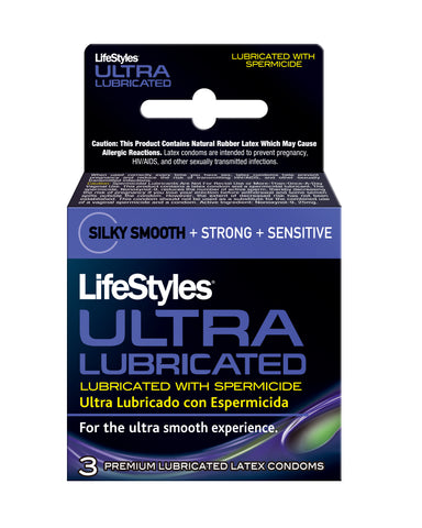 Lifestyles Ultra Lubricated With Spermicide - 3 Pack