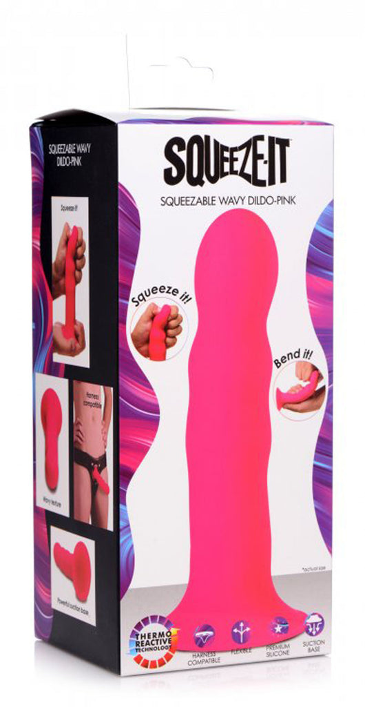 Squeeze It Squeezable Wavy Dildo - Pink