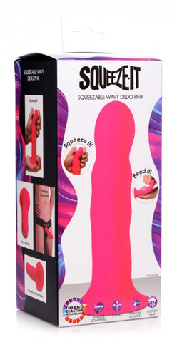 Squeeze It Squeezable Wavy Dildo - Pink