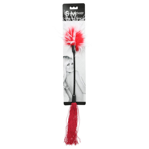 Sex and Mischief Whip and Tickler - Red and White