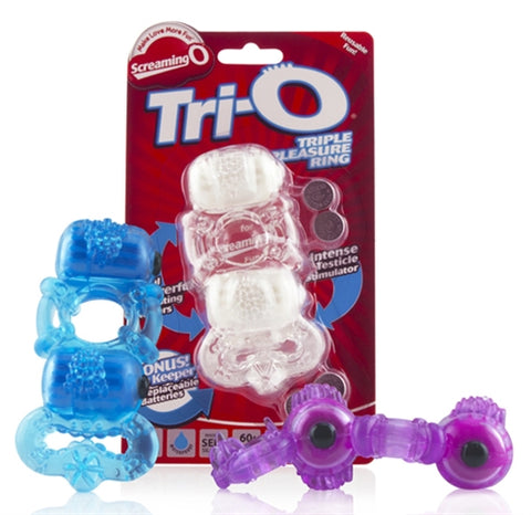 The Tri-O Triple Pleasure Ring - 6 Count Box - Assorted Colors