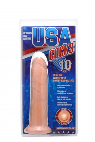 Usa Cocks 10 Inch Dildo W-o Balls - Light Skin Tone