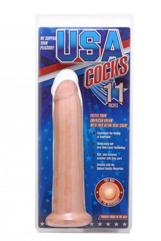 Usa Cocks 11 Inch Dildo W-o Balls - Light Skin Tone