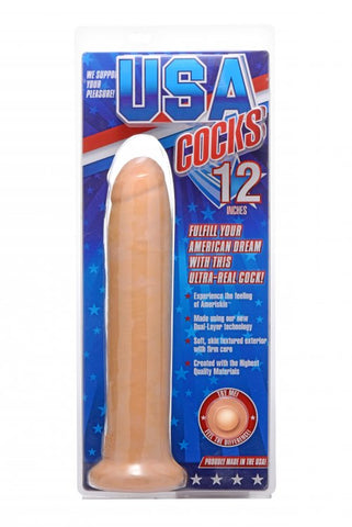 Usa Cocks 12 Inch Dildo W-o Balls - Light Skin Tone
