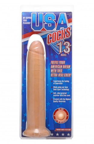 Usa Cocks 13 Inch Dildo W-o Balls - Light Skin Tone