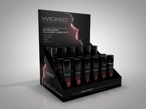 Aqua Flavored Water-Based Lubricant - 24ct Display